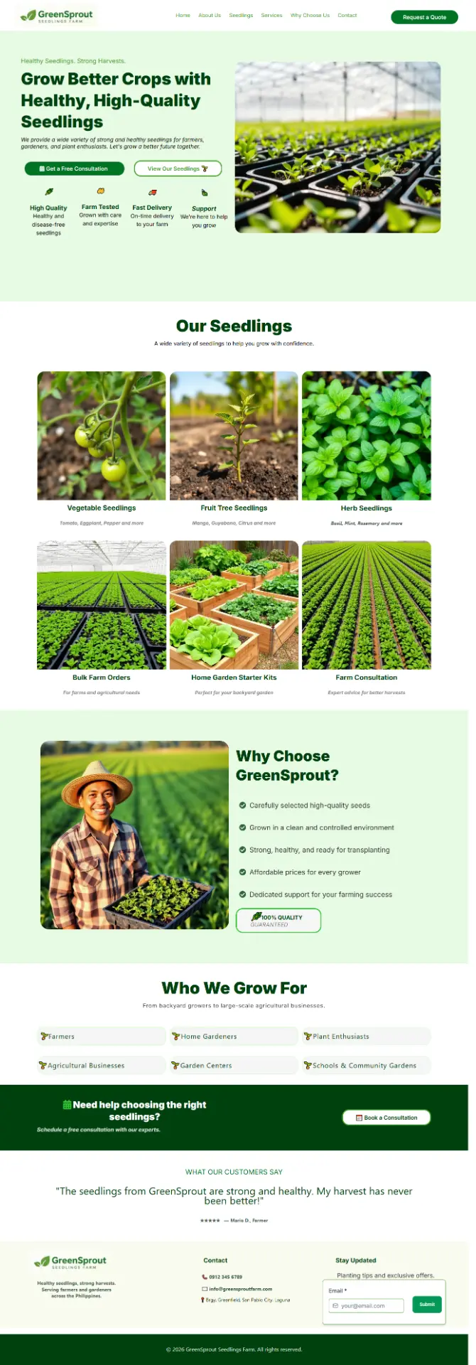 GreenSprout Seedling Farm Gallery — Landing Page