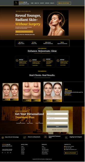 LuxeSkin Aesthetics Landing Page